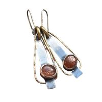 1 Pair Vintage Style Round Rectangle Inlay Alloy Opal Drop Earrings main image 4