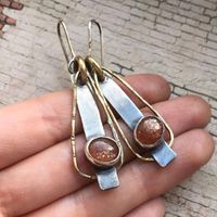 1 Pair Vintage Style Round Rectangle Inlay Alloy Opal Drop Earrings main image 1
