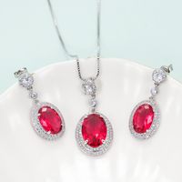 Elegant Lady Oval Copper Plating Inlay Zircon Earrings Necklace main image 1