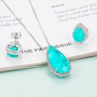 Glam Luxurious Lady Water Droplets Copper Plating Inlay Zircon Earrings Necklace main image 3
