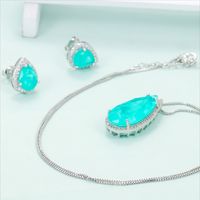 Glam Luxurious Lady Water Droplets Copper Plating Inlay Zircon Earrings Necklace main image 2