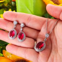 Elegant Lady Oval Copper Plating Inlay Zircon Earrings Necklace main image 3