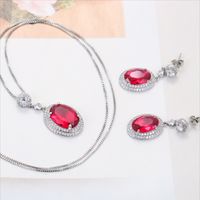 Elegant Lady Oval Copper Plating Inlay Zircon Earrings Necklace main image 2