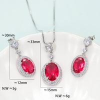 Elegant Lady Oval Copper Plating Inlay Zircon Earrings Necklace main image 4
