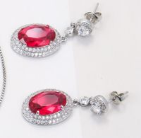 Elegant Lady Oval Copper Plating Inlay Zircon Earrings Necklace sku image 2