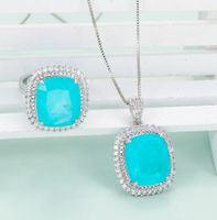 Ig Style Elegant Lady Square Copper Plating Inlay Artificial Gemstones Rings Necklace main image 5