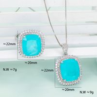 Ig Style Elegant Lady Square Copper Plating Inlay Artificial Gemstones Rings Necklace main image 3