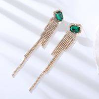 1 Paire Style Ig Brillant Gland Rectangle Incruster Strass Strass Boucles D'oreilles main image 4