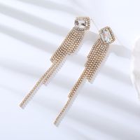 1 Paire Style Ig Brillant Gland Rectangle Incruster Strass Strass Boucles D'oreilles main image 5