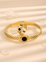 Titanium Steel 18K Gold Plated Casual Simple Style Plating Inlay Round Number Acrylic Jewelry Set sku image 1