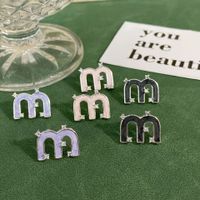 1 Pair Casual Simple Style Letter Drip Glazed Plating Inlay Copper Zircon Ear Studs main image 4