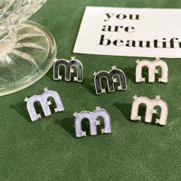 1 Pair Casual Simple Style Letter Drip Glazed Plating Inlay Copper Zircon Ear Studs main image 6