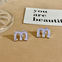 1 Pair Casual Simple Style Letter Drip Glazed Plating Inlay Copper Zircon Ear Studs sku image 2