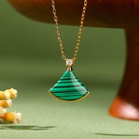 Casual Simple Style Sector Alloy Copper Plating Inlay Malachite Zircon 24k Gold Plated Women's Pendant Necklace main image 1