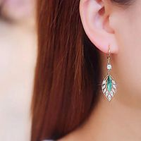 1 Pair Elegant Leaf Plating Inlay Alloy Zircon Drop Earrings main image 5