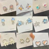 1 Pair Simple Style Commute Star Heart Shape Butterfly Plating Inlay Alloy Artificial Gemstones Ear Studs main image 1