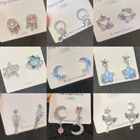 1 Pair Simple Style Commute Star Heart Shape Butterfly Plating Inlay Alloy Artificial Gemstones Ear Studs main image 2