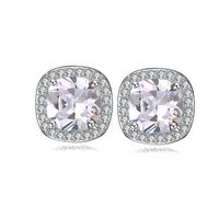 1 Pair Sweet Simple Style Square Plating Inlay Copper Zircon Rhodium Plated Ear Studs sku image 4
