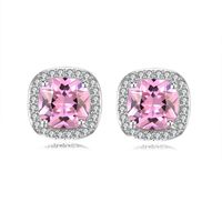 1 Pair Sweet Simple Style Square Plating Inlay Copper Zircon Rhodium Plated Ear Studs sku image 1