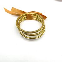 Retro Simple Style Round Solid Color Pvc Plastic Kid's Buddhist Bangle sku image 5