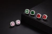 1 Pair Sweet Simple Style Square Plating Inlay Copper Zircon Rhodium Plated Ear Studs main image 3