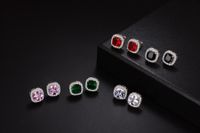 1 Pair Sweet Simple Style Square Plating Inlay Copper Zircon Rhodium Plated Ear Studs main image 1