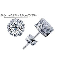 1 Pair Simple Style Crown Plating Inlay Copper Zircon Silver Plated Ear Studs main image 2