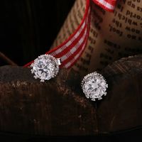 1 Pair Simple Style Crown Plating Inlay Copper Zircon Silver Plated Ear Studs main image 3