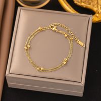 304 Stainless Steel 18K Gold Plated Sweet Plating Solid Color Bracelets Necklace main image 1
