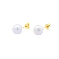 1 Pair Basic Simple Style Round Plating Freshwater Pearl Copper 18k Gold Plated Ear Studs main image 2