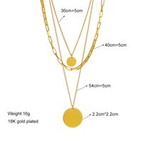 Stainless Steel 18K Gold Plated Retro Punk Layered Plating Round No Inlaid Layered Necklaces main image 4