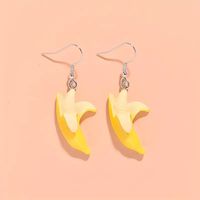 1 Pair Funny Sweet Banana Plating Synthetic Resin Silver Plated Drop Earrings main image 4