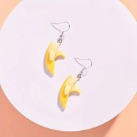 1 Pair Funny Sweet Banana Plating Synthetic Resin Silver Plated Drop Earrings main image 3