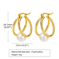 1 Pair Elegant French Style Circle Plating Inlay 304 Stainless Steel Pearl Earrings main image 3