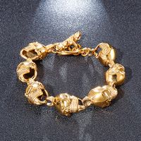 Hip-Hop Cool Style Skull Titanium Steel 18K Gold Plated Men'S Bracelets main image 6