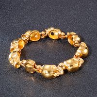 Hip Hop Estilo De Moda Cráneo Acero Titanio Chapados en oro de 18k Hombres Pulsera main image 8