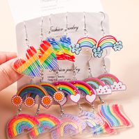 1 Pair Cute Rainbow Heart Shape Butterfly Plastic Zinc Alloy Drop Earrings main image 1