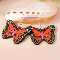 1 Pair Cute Rainbow Heart Shape Butterfly Plastic Zinc Alloy Drop Earrings main image 9