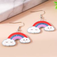 1 Pair Cute Rainbow Heart Shape Butterfly Plastic Zinc Alloy Drop Earrings sku image 7