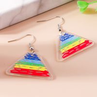 1 Pair Cute Rainbow Heart Shape Butterfly Plastic Zinc Alloy Drop Earrings sku image 11