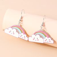 1 Pair Cute Rainbow Heart Shape Butterfly Plastic Zinc Alloy Drop Earrings main image 7