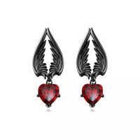 1 Pair Hip-hop Punk Heart Shape Wings Plating Inlay Stainless Steel Zircon 18k Gold Plated Gold Plated Drop Earrings main image 4