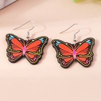 1 Pair Cute Rainbow Heart Shape Butterfly Plastic Zinc Alloy Drop Earrings sku image 18