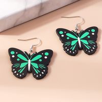 1 Pair Cute Rainbow Heart Shape Butterfly Plastic Zinc Alloy Drop Earrings sku image 21