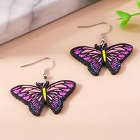 1 Pair Cute Rainbow Heart Shape Butterfly Plastic Zinc Alloy Drop Earrings sku image 22