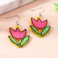 1 Pair Cute Rainbow Heart Shape Butterfly Plastic Zinc Alloy Drop Earrings sku image 5