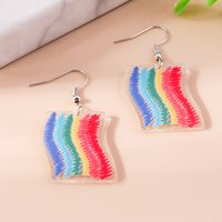 1 Pair Cute Rainbow Heart Shape Butterfly Plastic Zinc Alloy Drop Earrings sku image 8