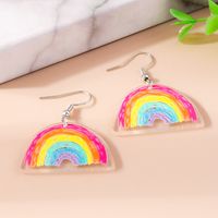 1 Pair Cute Rainbow Heart Shape Butterfly Plastic Zinc Alloy Drop Earrings sku image 9