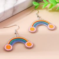 1 Pair Cute Rainbow Heart Shape Butterfly Plastic Zinc Alloy Drop Earrings sku image 10