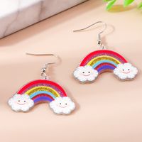 1 Pair Cute Rainbow Heart Shape Butterfly Plastic Zinc Alloy Drop Earrings sku image 12